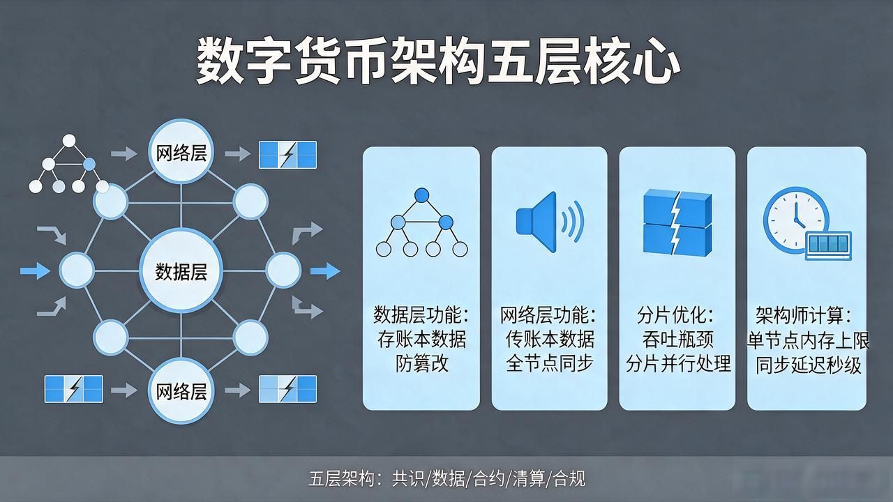 数字货币架构到底怎么搭？共识、数据、合约、清算、合规五层说透